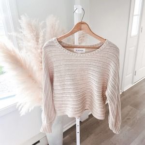 Olive & Oak Rib Knit Crop Sweater Womens Large Beige Cream Tan